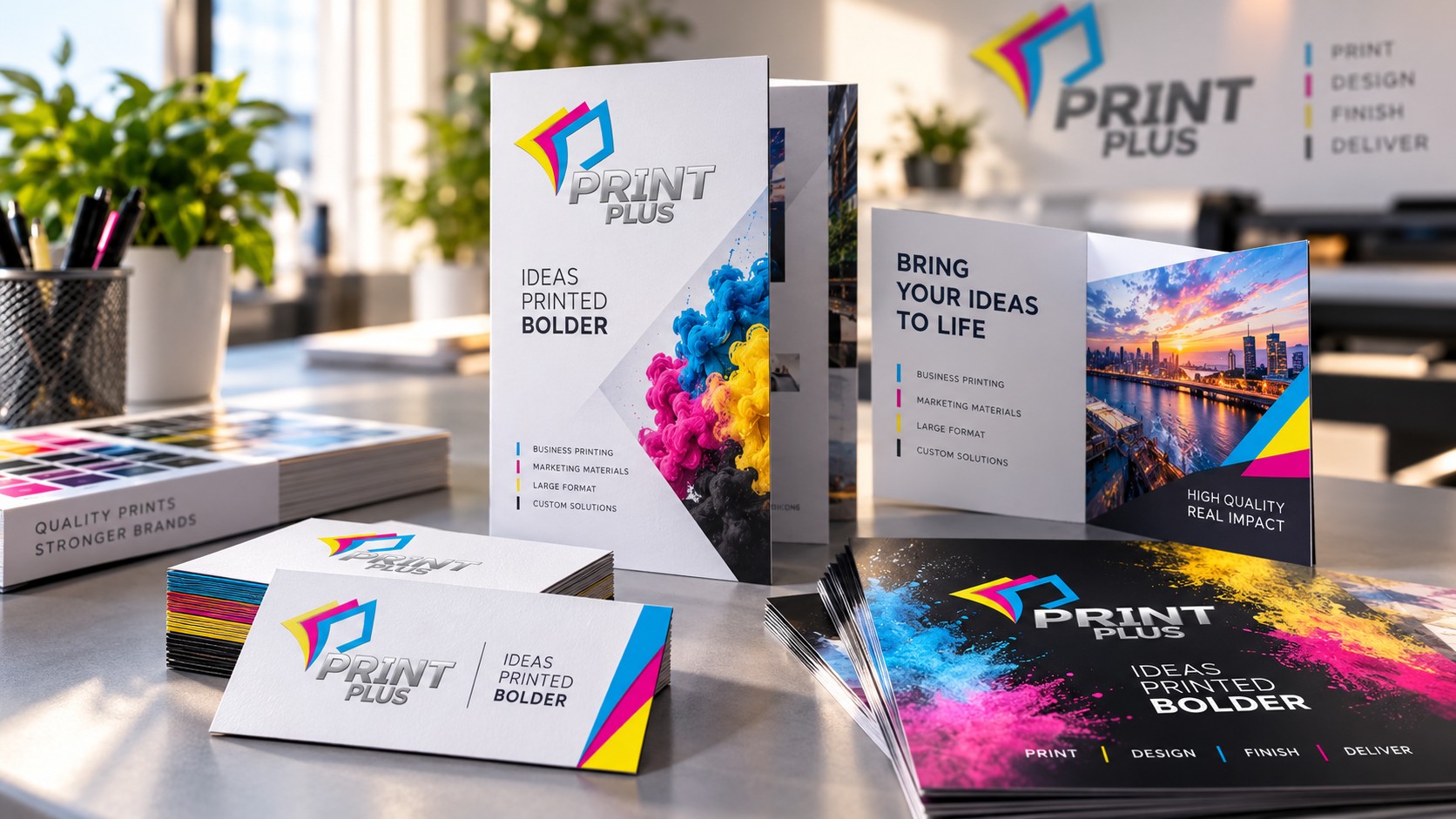 Muestra visual de impresos con identidad Print Plus